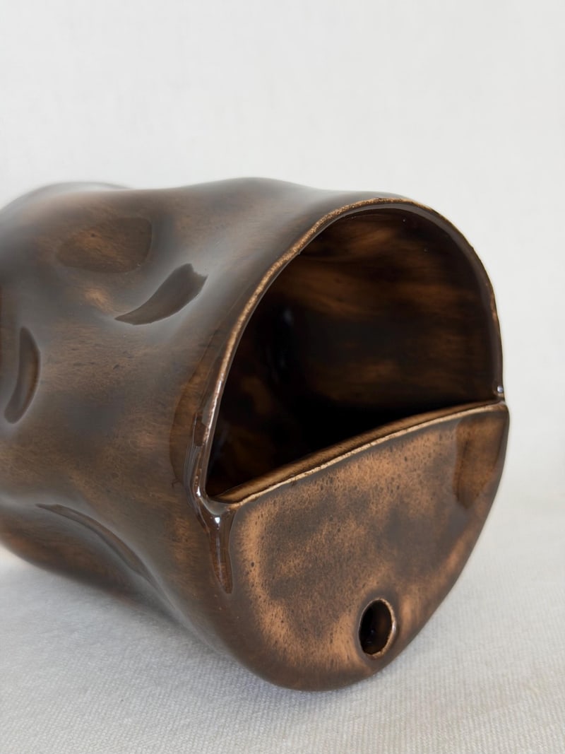 Straw cup, mottled glaze, a handbuilt ceramic cup, 13.5 oz