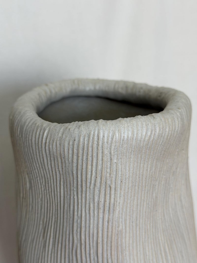 Textured matte vase, a handbuilt ceramic vase, 5 x 5 x 10.5 in