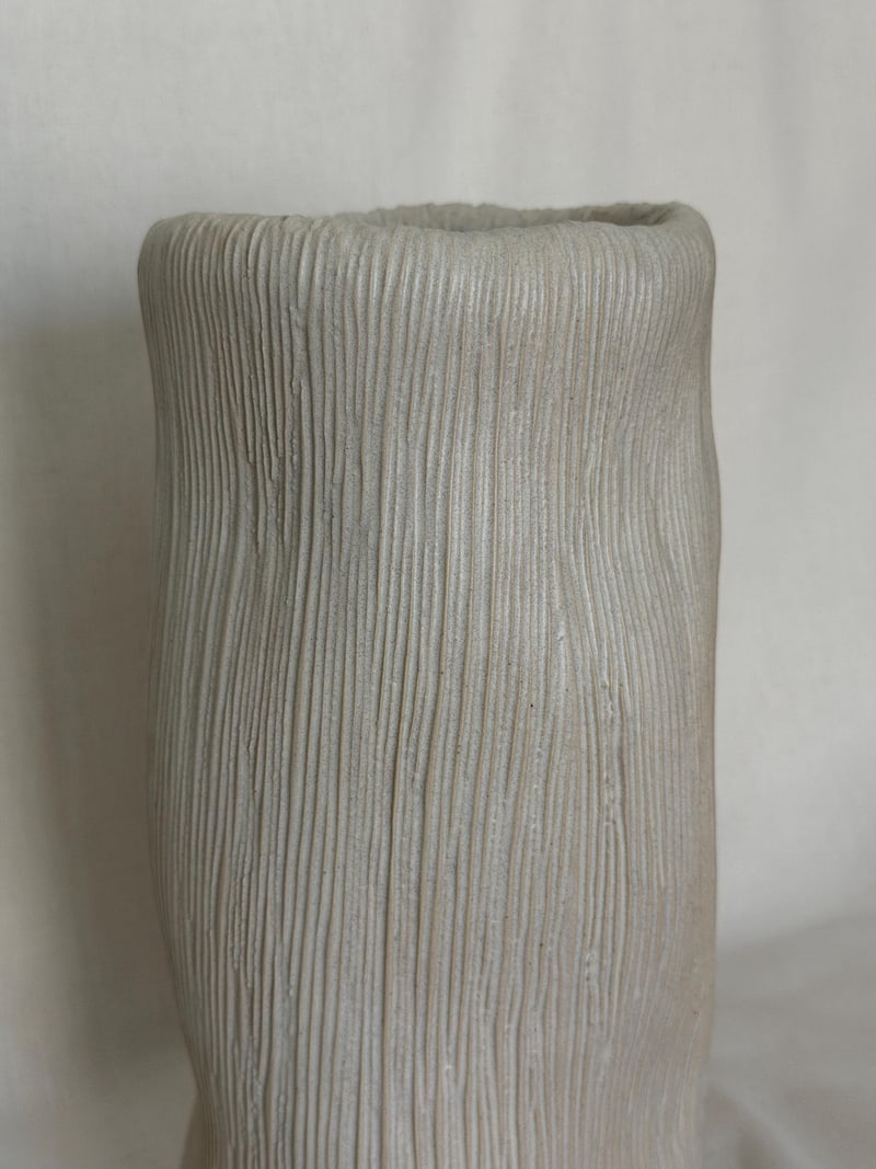 Textured matte vase, a handbuilt ceramic vase, 5 x 5 x 10.5 in