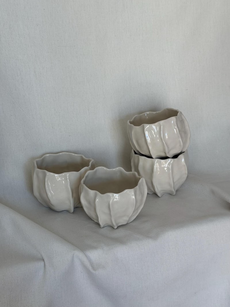 Wrinkle cup, textured, a handbuilt ceramic cup, 10 oz