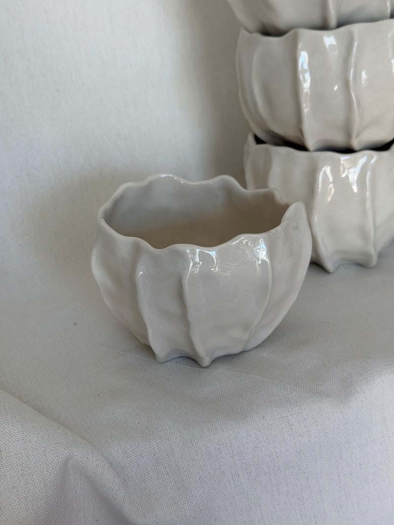 Wrinkle cup, textured, a handbuilt ceramic cup, 10 oz