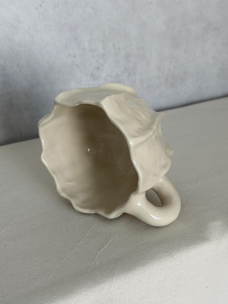 Wrinkle mug, a handbuilt ceramic mug, 12 oz