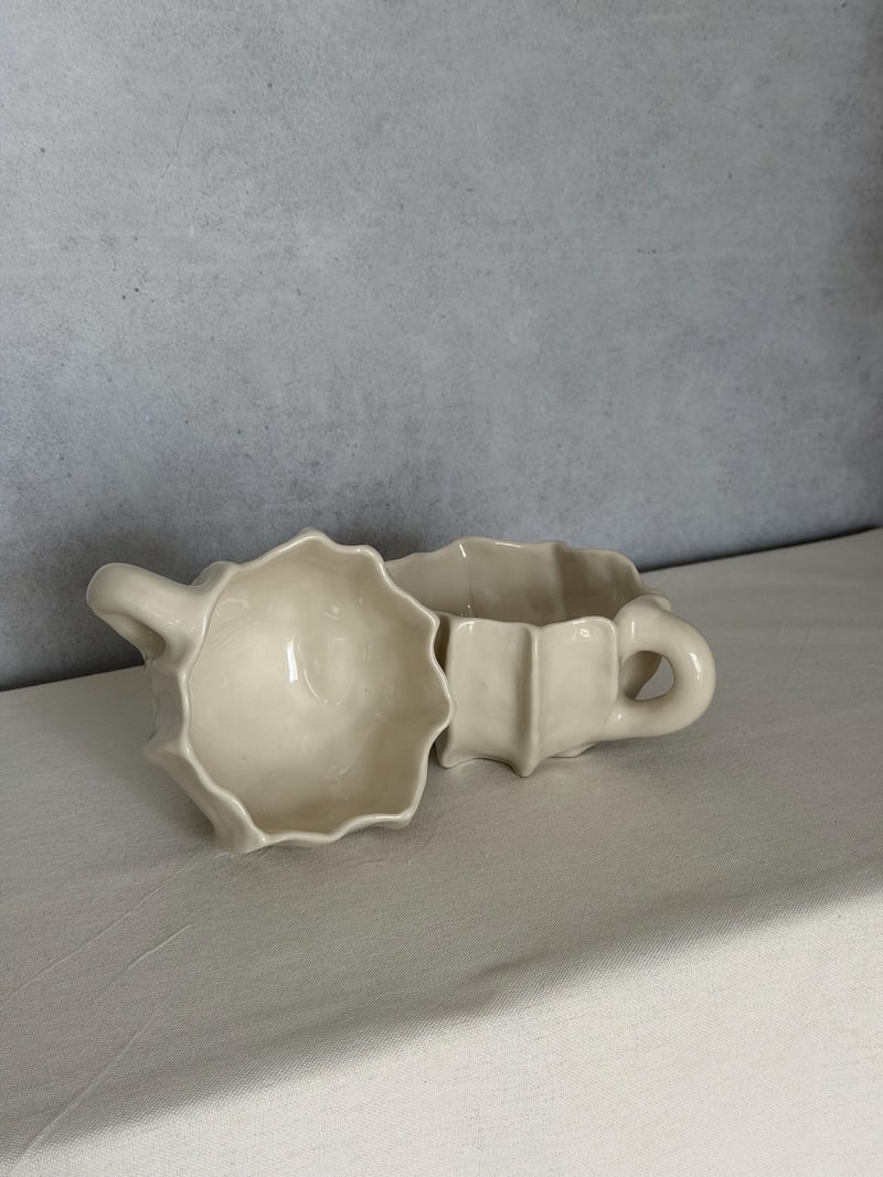Wrinkle mug, a handbuilt ceramic mug, 12 oz